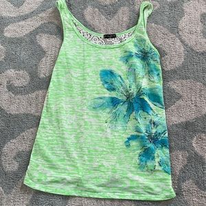 Green tank with lace open back